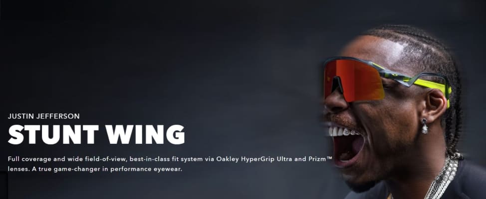 Athlete wearing Oakley Stunt Wing performance sunglasses with Prizm lenses
